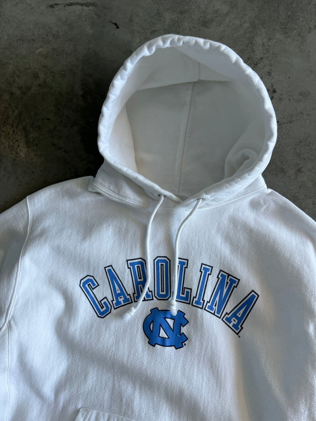 Vintage White Carolina Spellout Hoodie - XL