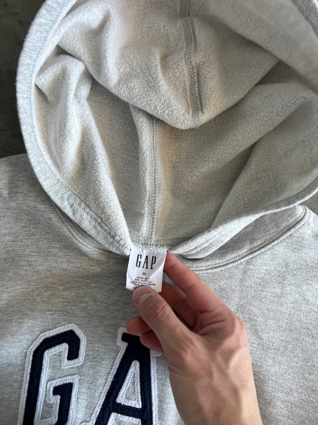 Vintage White Gap Spellout Hoodie - L