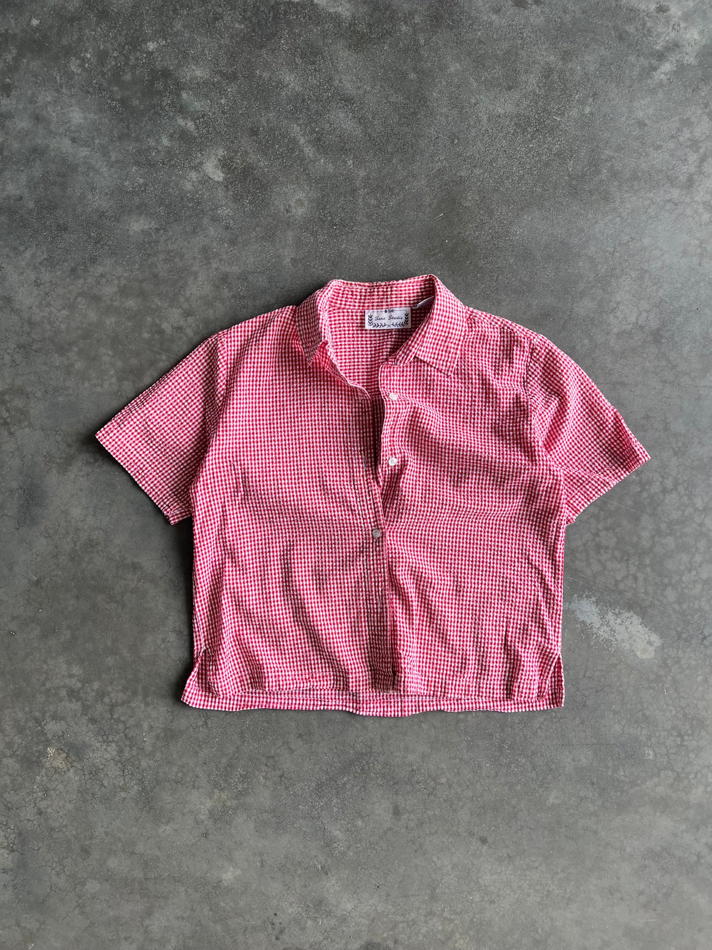 Vintage Cherry Red Button Up Shirt - XS