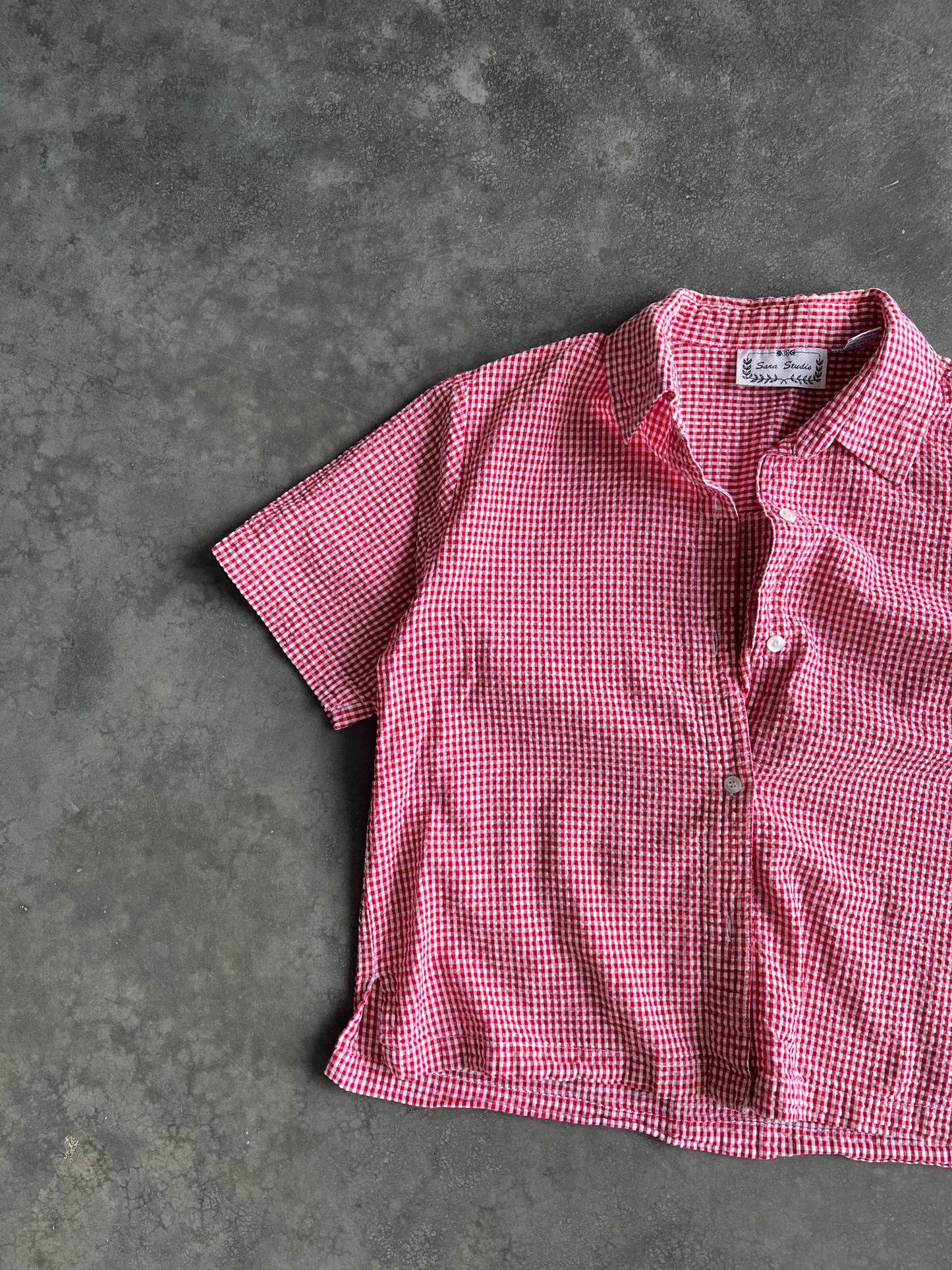Vintage Cherry Red Button Up Shirt - XS