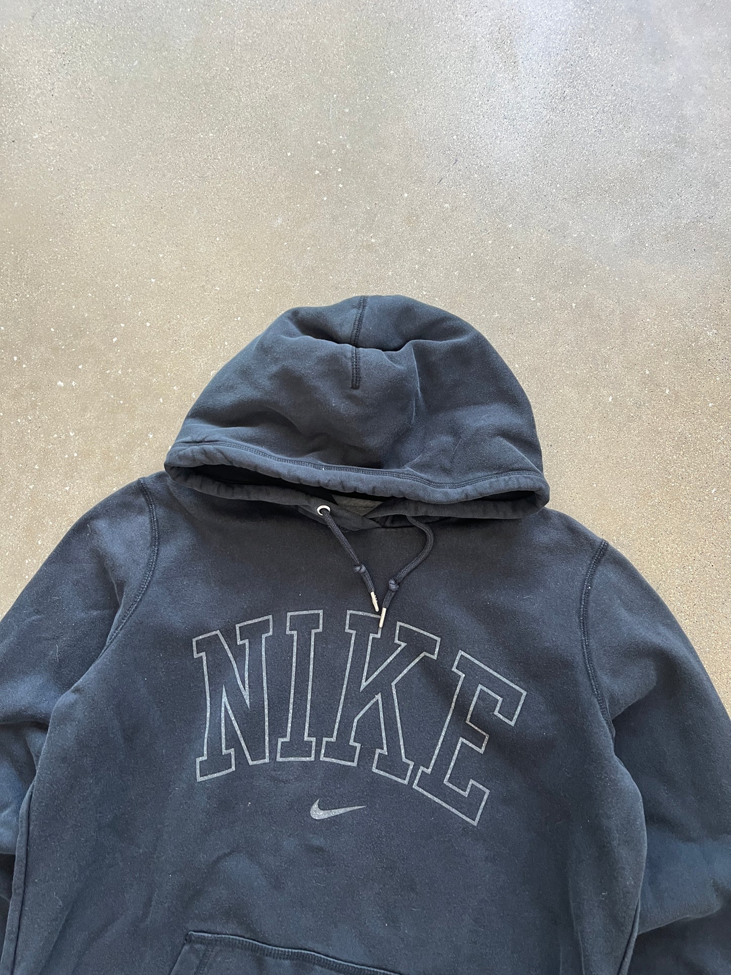 Vintage Black Nike Spellout Hoodie - XL