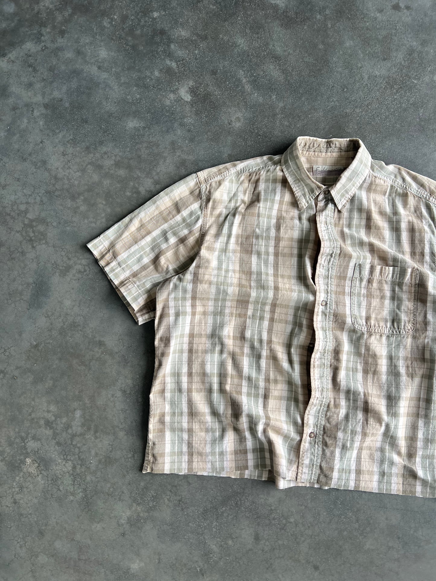 Vintage Plaid Tan Button Up Shirt - L