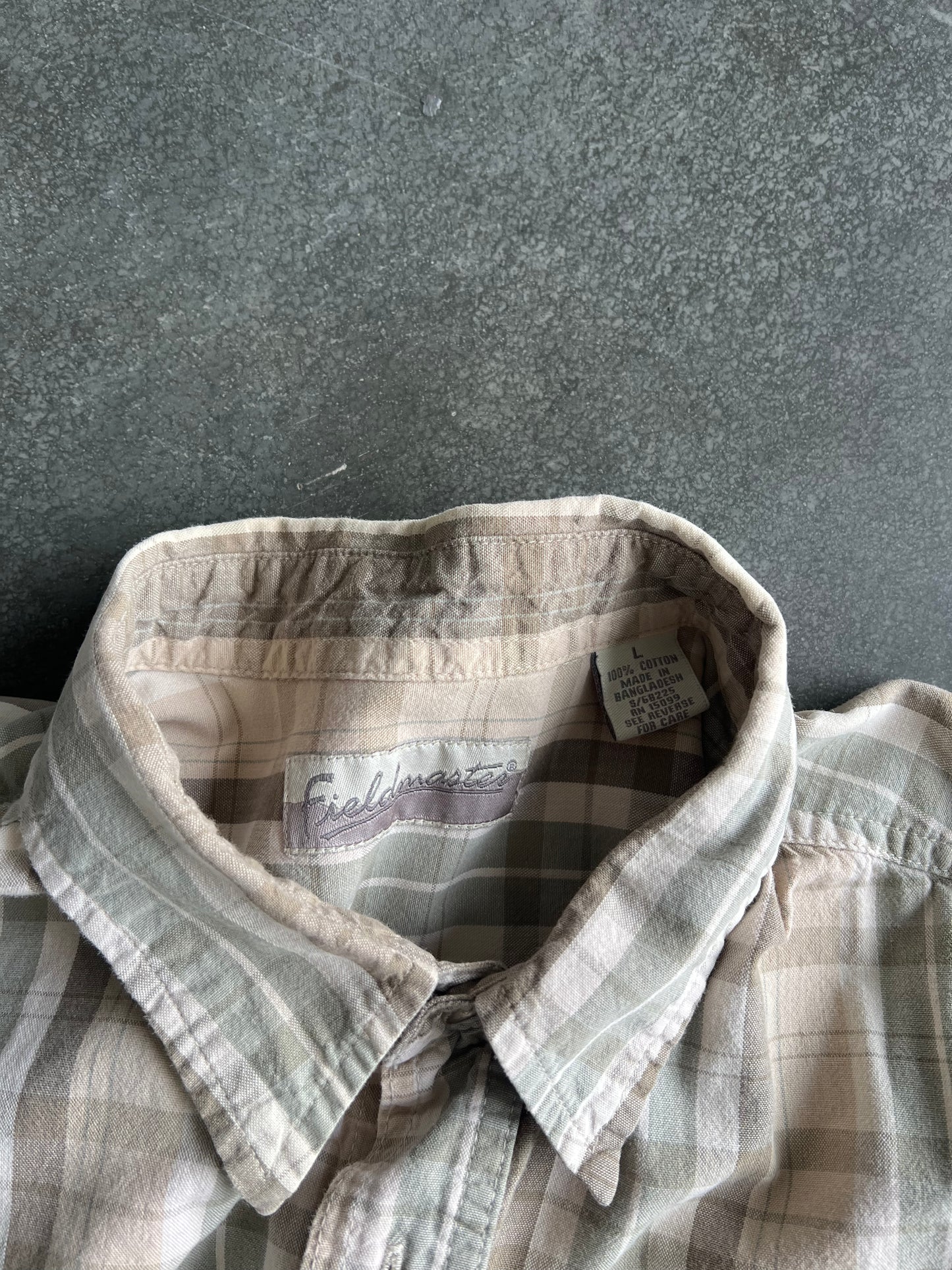 Vintage Plaid Tan Button Up Shirt - L