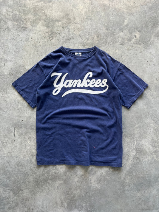 Vintage Navy Yankees Spellout Shirt - L