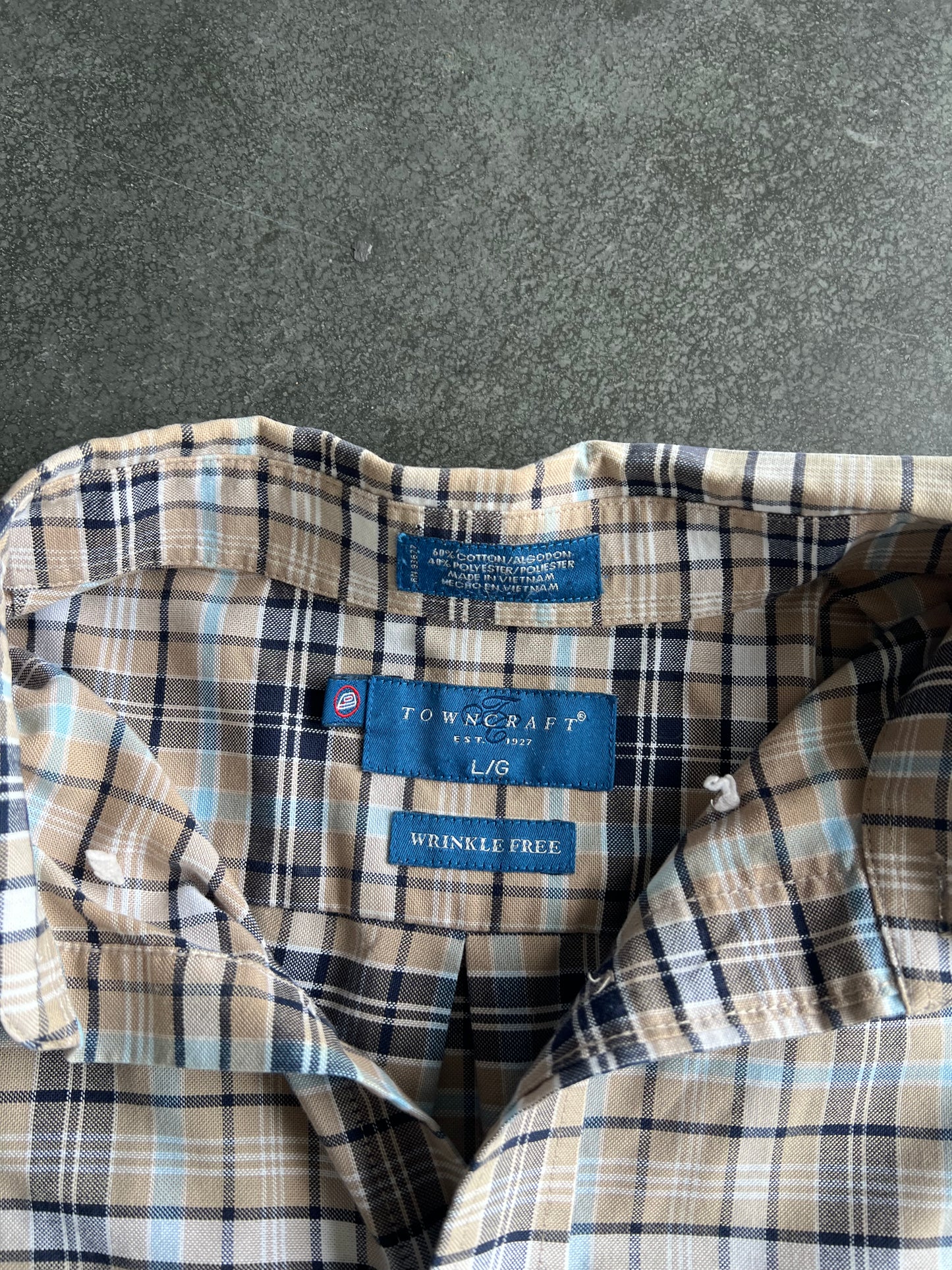 Vintage Tan TownCraft Button Up Shirt - L
