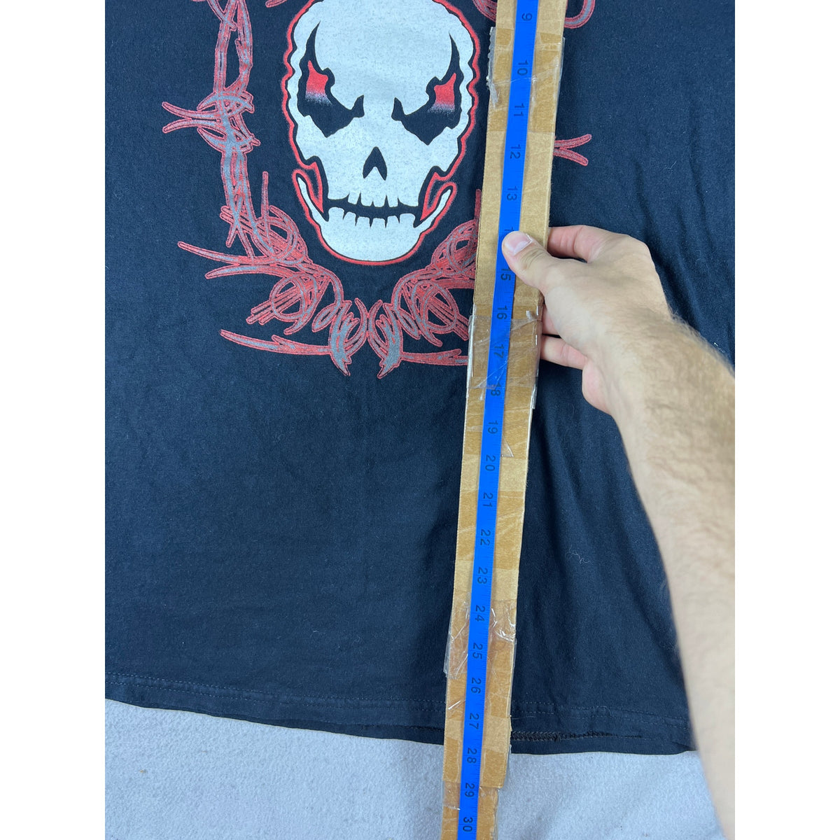 Grunge Y2K Skull Barbed Wire T-Shirt - XL