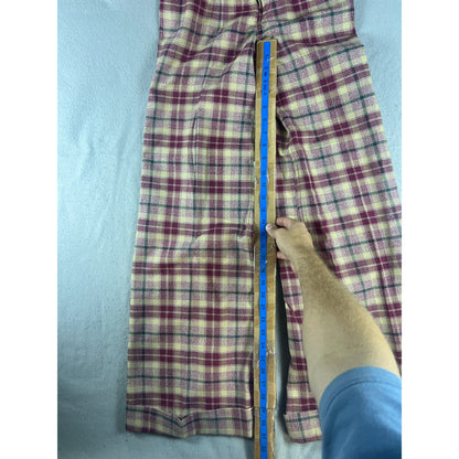 Vintage Womens High Waist Plaid Wide Leg Trousers - 23x31