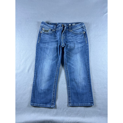 Miss Me Easy Capri Sequins Rhinestones Jeans - 33