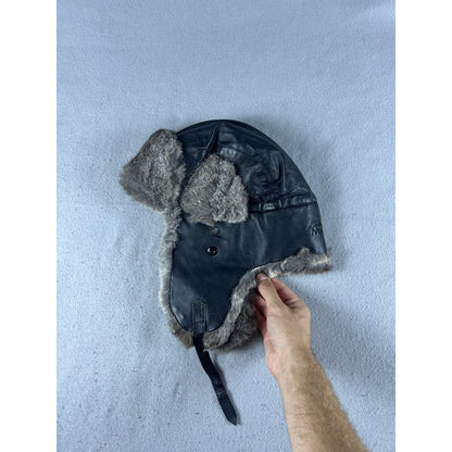 Norko Leather Rabbit Fur Trapper Bomber Hat