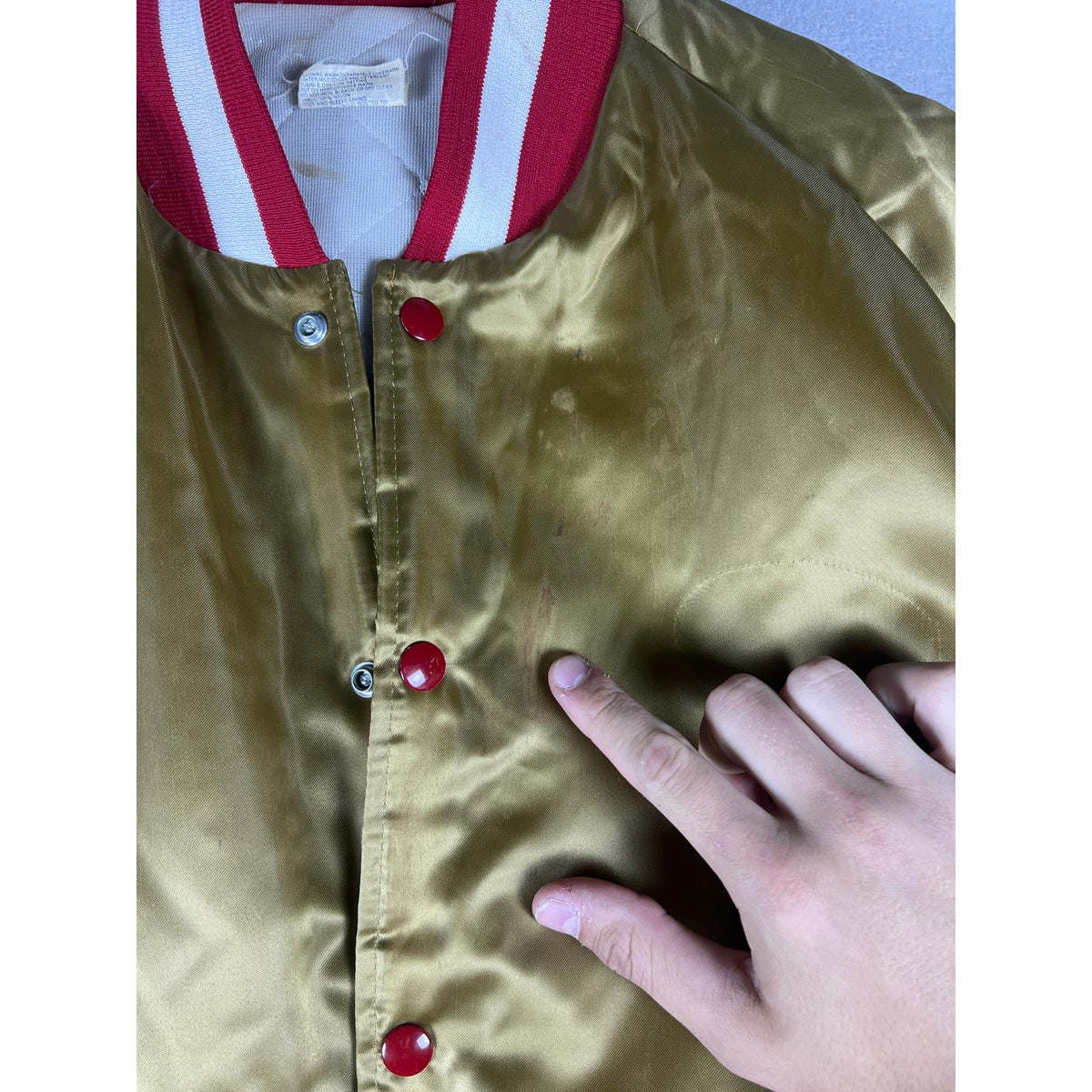 Vintage Chalk Line Satin Bomber Jacket - XL