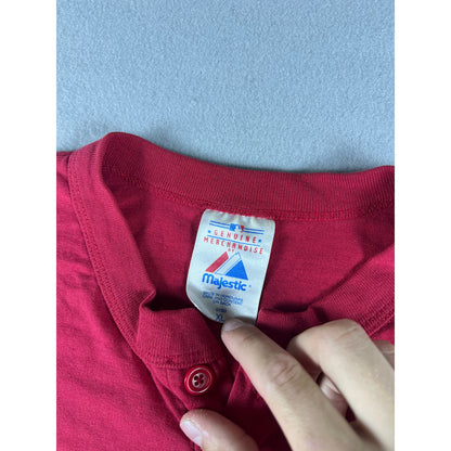 Vintage Cincinnati Reds Henley Shirt - XL Red