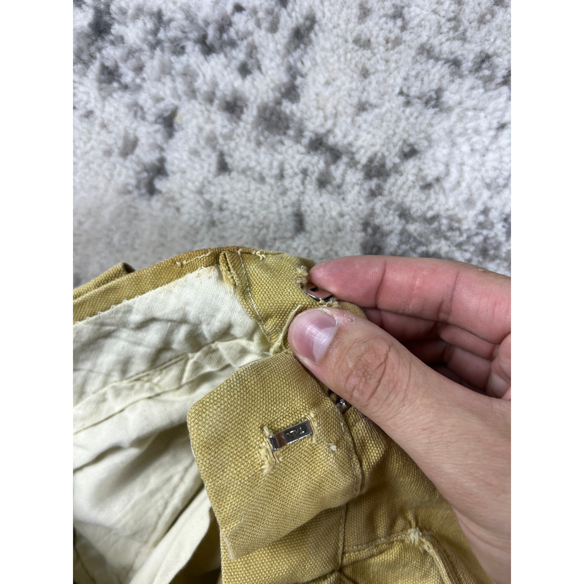 Vintage H.I.S Trews Chino Pants Mens 24x26 Tan Gold Canvas 60s Workwear Slacks