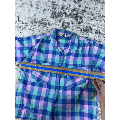 Vintage Madras Plaid Shirt - M