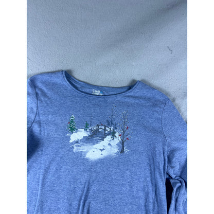Croft & Barrow Winter Scene Rhinestone Top - M