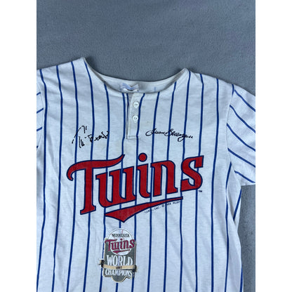Vintage Minnesota Twins 1987 World Champions Shirt Youth 14-16 Autographs