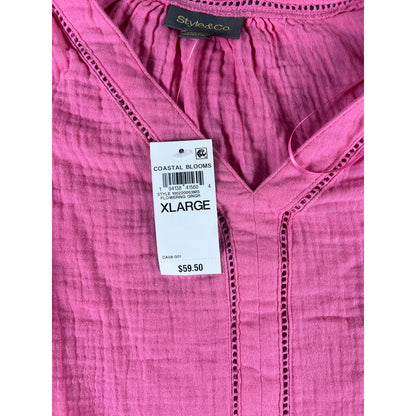 Style & Co Coastal Blooms Gauze Blouse - XL