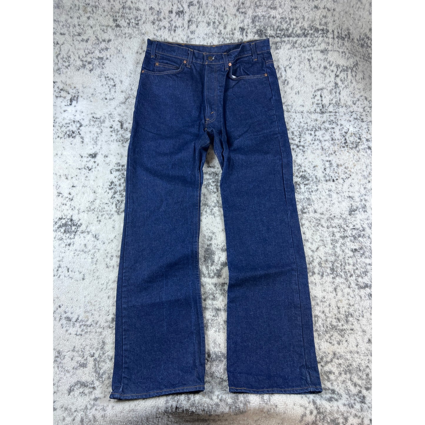 Vintage 1981 Levi's 517 Boot Cut Bell Bottom Jeans 36x34 Made USA Dark Wash Orange Tab