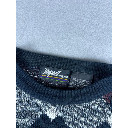 Vintage Impact Argyle Diamond Sweater - XL