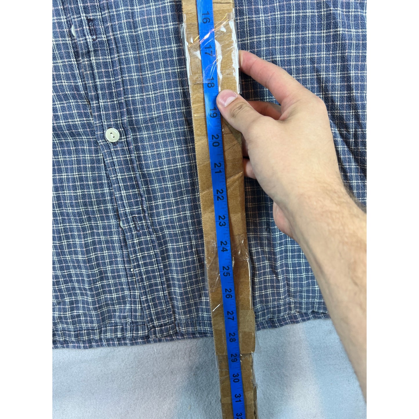 Vintage Blue Plaid Button Down Shirt - XL