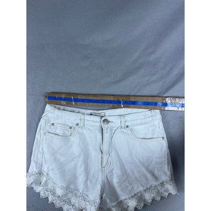 Free People Denim Cutoff Lace Trim Shorts - 29