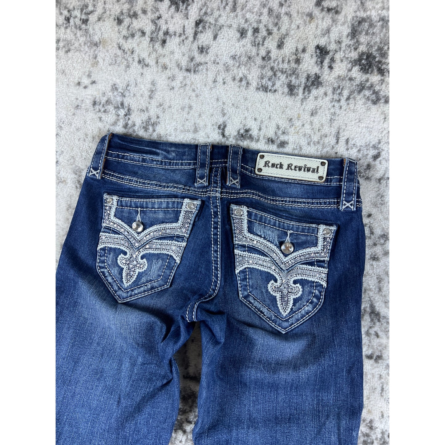 Womens Y2k Rock Revival Low Rise Jeans - 26