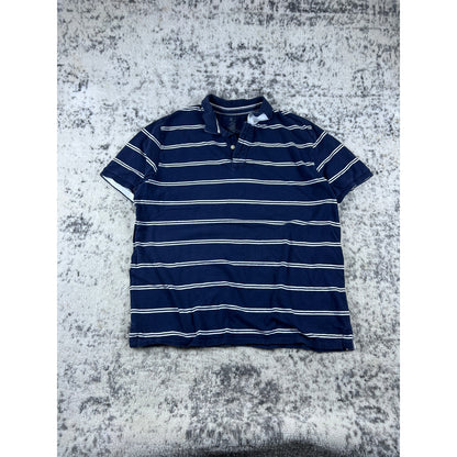 Vintage Navy Blue Puritan Striped Polo Shirt - L