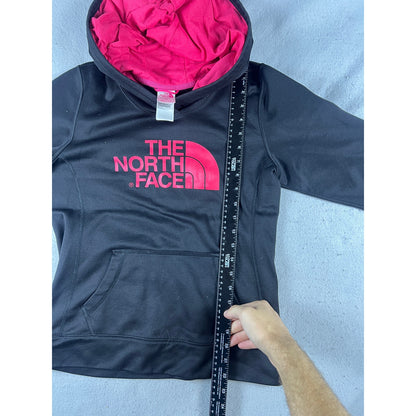 The North Face Hoodie Womens M Black Pink Spellout Logo Graphics Sweatshirt