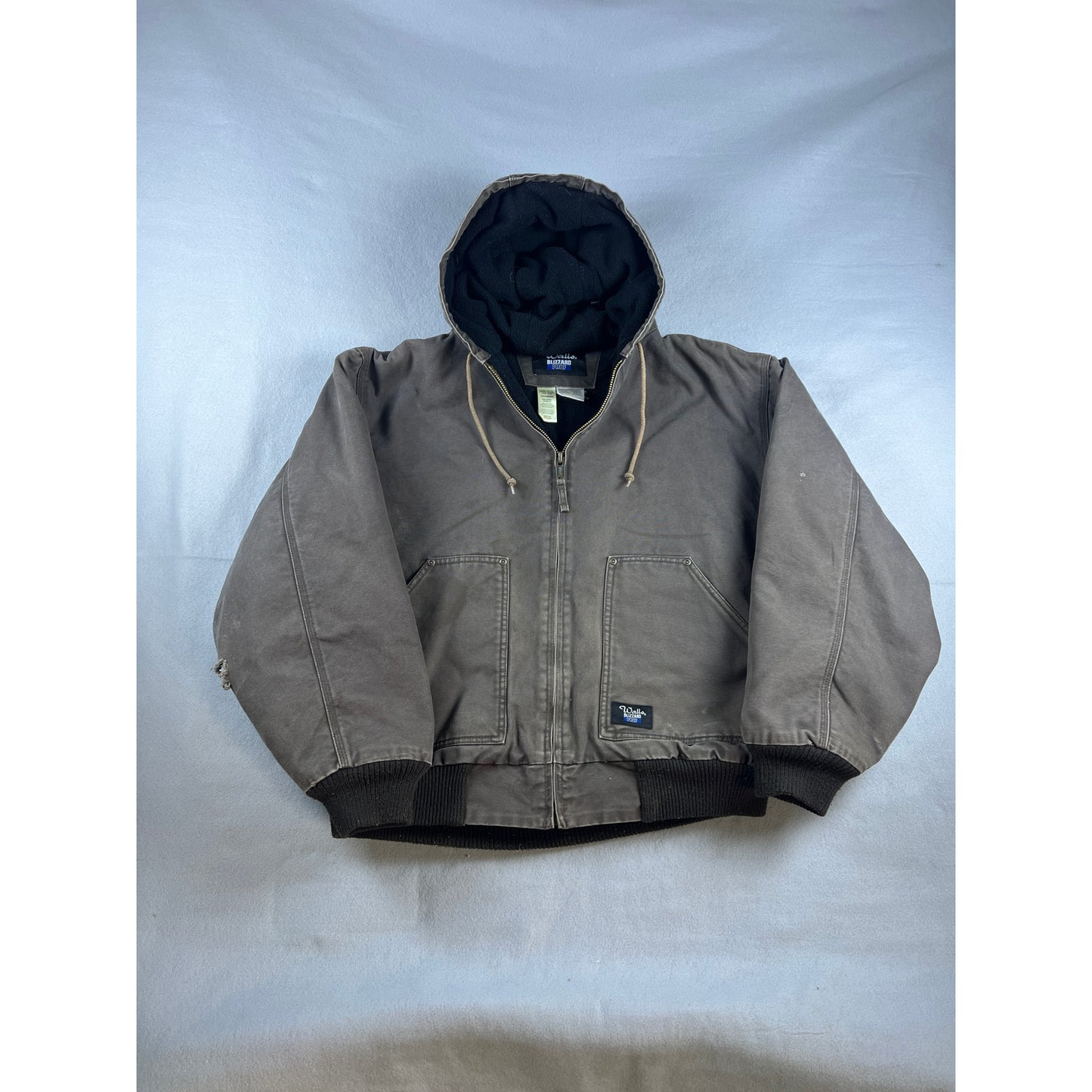 Walls Blizzard Pruf Jacket Mens XL Brown Hooded Canvas Fleece Lined Workwear