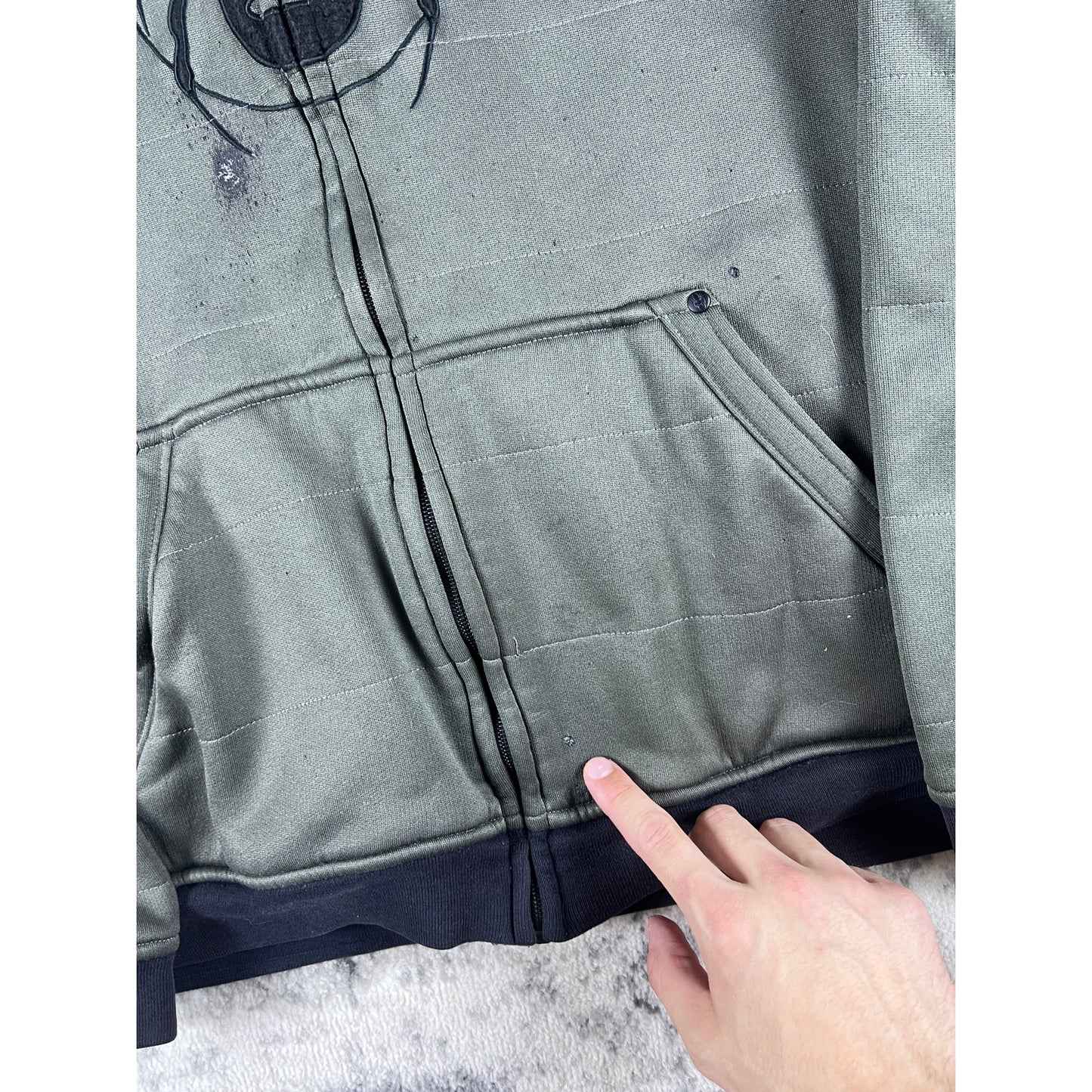 Y2k Spider Full Zip Grey Hoodie - L