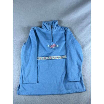 Floral Embroidered Fleece Sweatshirt - XL
