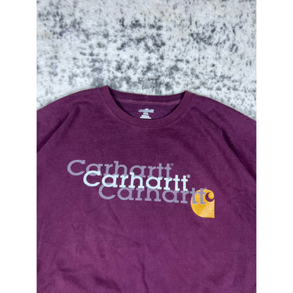 Vintage Maroon Carhartt Spellout T-Shirt - 2XL