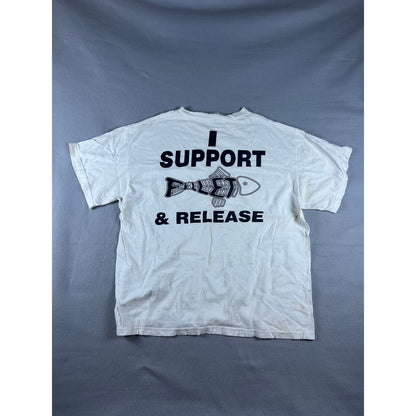Vintage 90s Funny Fishing T-shirt - XL