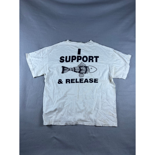 Vintage 90s Funny Fishing T-shirt - XL