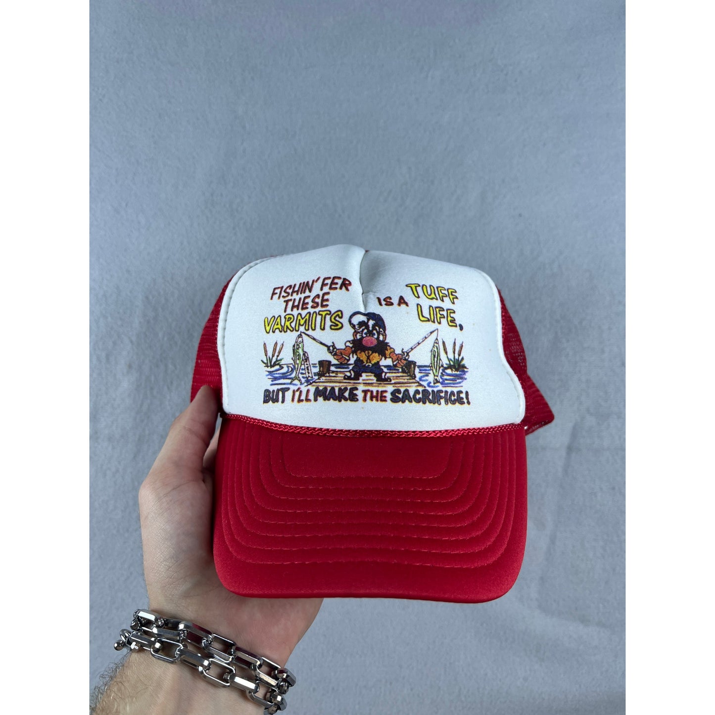 Vintage Funny Fishing Hat Fishin’ Fer These Varmits Trucker Hat