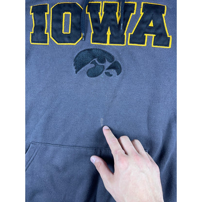 Vintage Gray Iowa Script Hoodie - XL