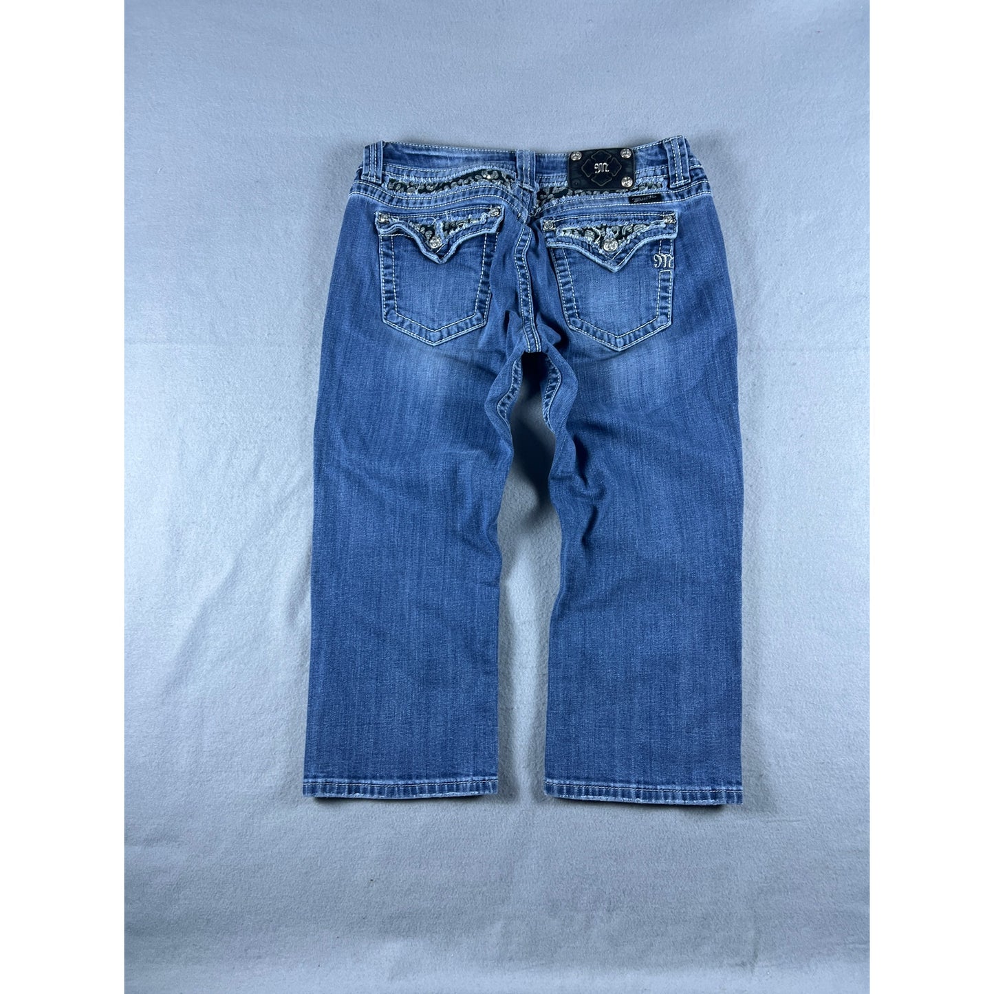 Miss Me Easy Capri Sequins Rhinestones Jeans - 33
