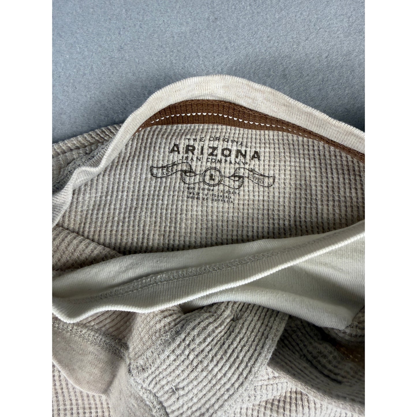 Arizona Jean Thermal Henley Shirt - L Beige