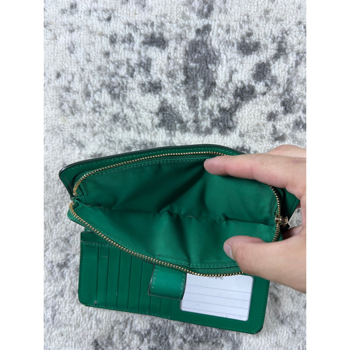 COACH New York Womans Emerald Green Skinny Refined Calf Leather Wallet