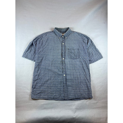 Vintage Blue Plaid Button Down Shirt - XL