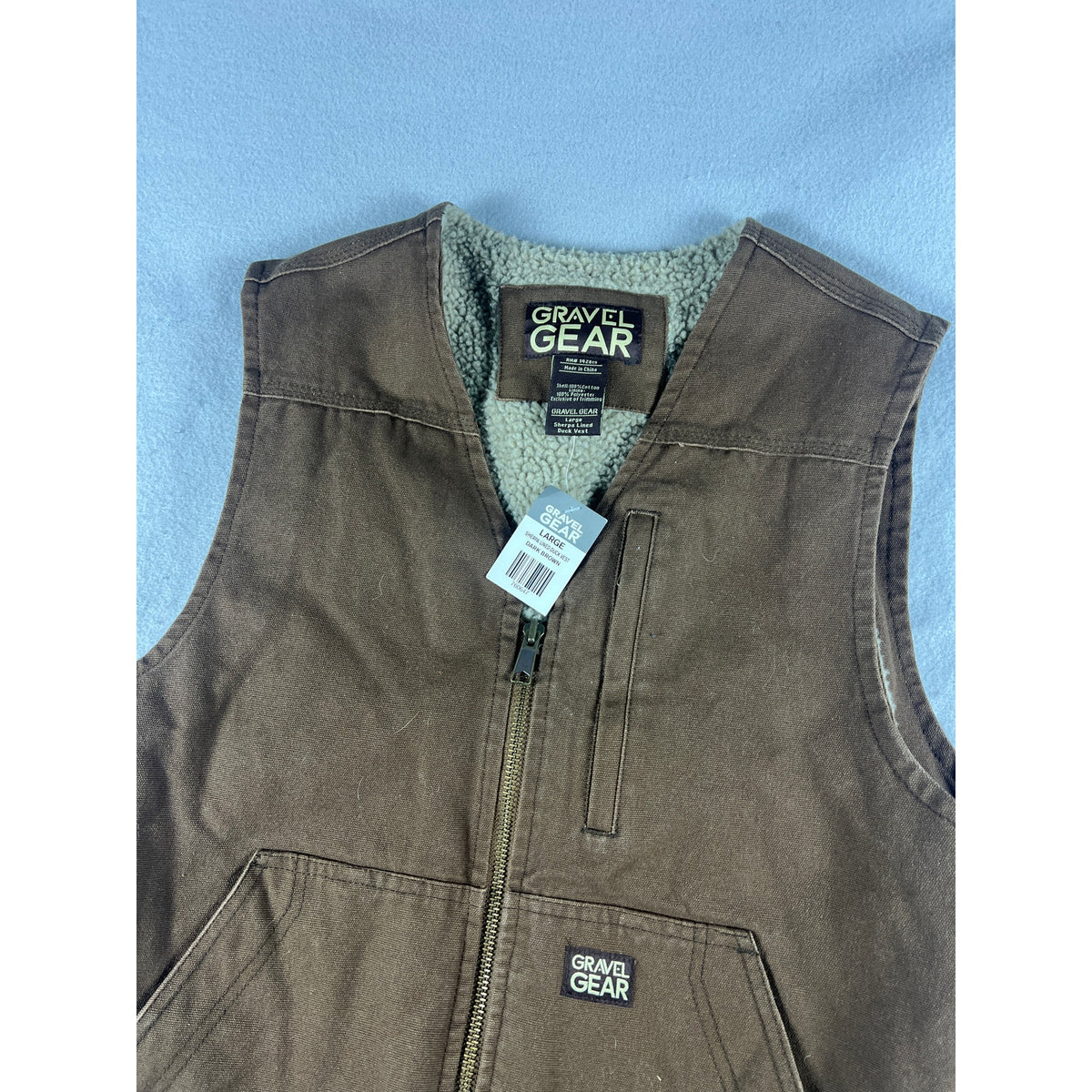 Gravel Gear Sherpa Lined Duck Canvas Workwear Vest - L