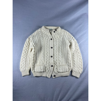 Vintage Cladyknit Wool Irish Aran Cable Knit Cardigan - M