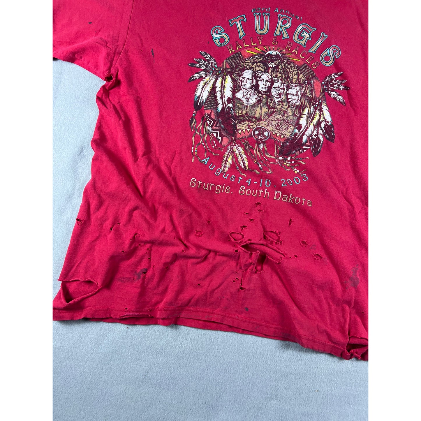 Vintage Sturgis South Dakota Thrashed T-shirt - XL