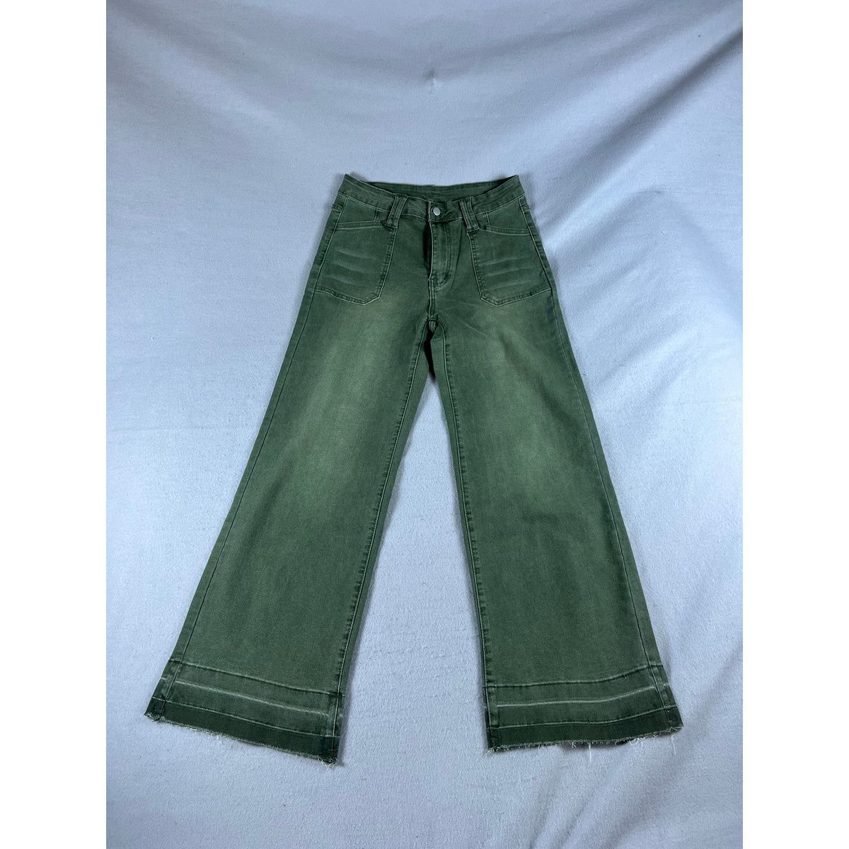 Womens Wide Leg High Rise Denim Pants - L