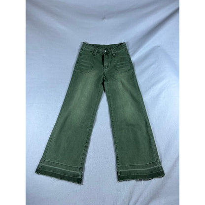 Womens Wide Leg High Rise Denim Pants - L