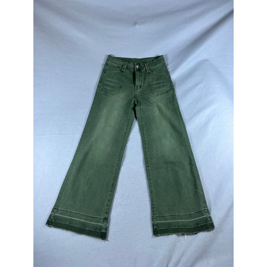 Womens Wide Leg High Rise Denim Pants - L