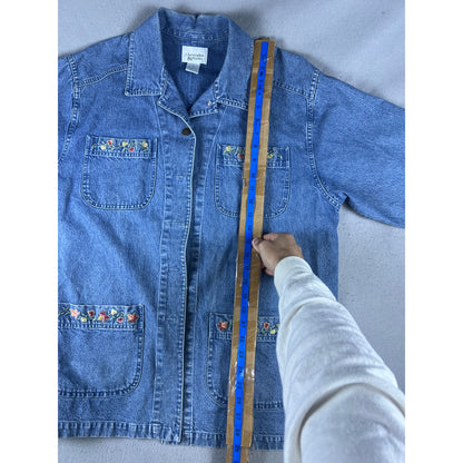 Vintage Christopher & Banks Embroidered Chore Jacket Womens - L