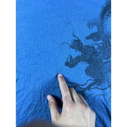 Y2k JNCO Style Longsleeve Blue Dragon Shirt - YL