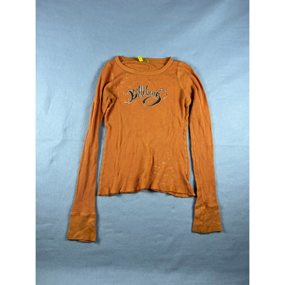 Y2k Billabong Orange Thermal Shirt - M