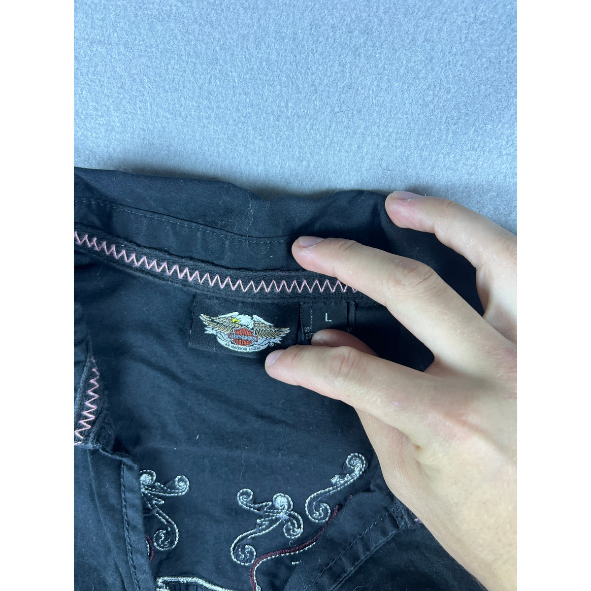 Harley-Davidson Embroidered Wings Biker Shirt Womens - L