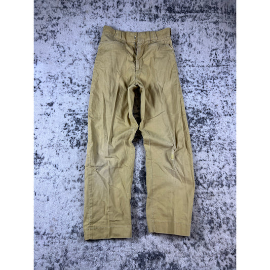 Vintage H.I.S Trews Chino Pants Mens 24x26 Tan Gold Canvas 60s Workwear Slacks